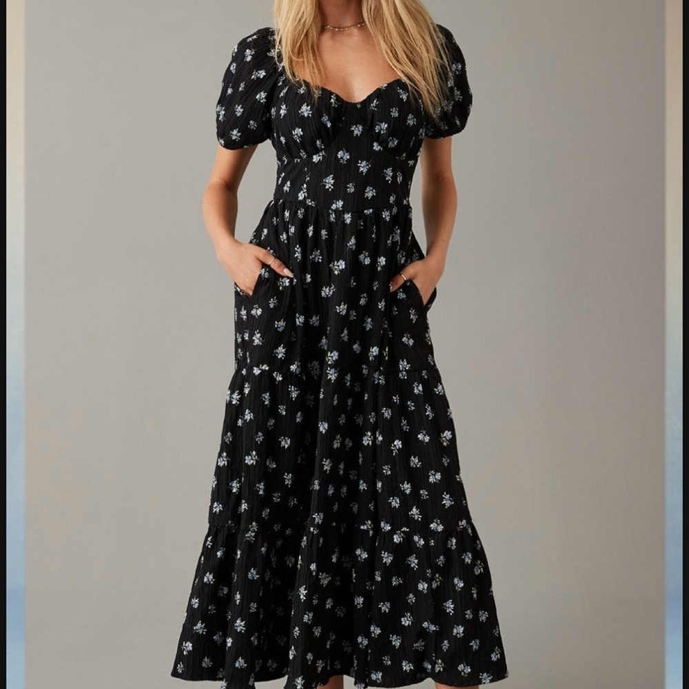 AE FLORAL OPEN BACK CORSET
MIDI DRESS